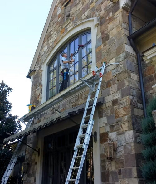 High Window Cleaning on a Home in Greater Nashville