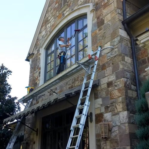 High Window Cleaning on a Home in Greater Nashville